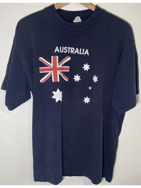 Vintage 1980's Australia Flag Graphic Goose's T-Shirt Blue - XL